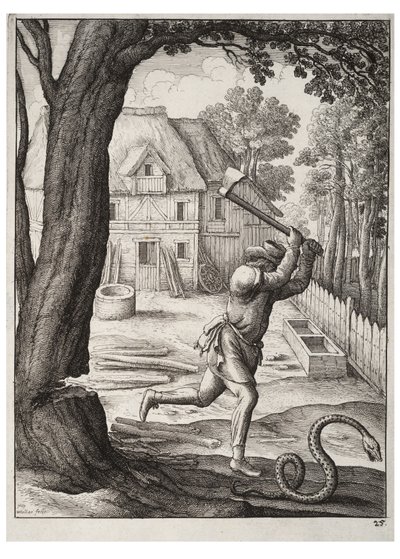 The Peasant and the Snake by Wenceslaus Hollar